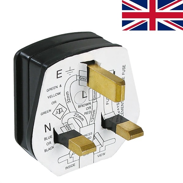 Zwarte Engelse stekker 3-pins 13A
