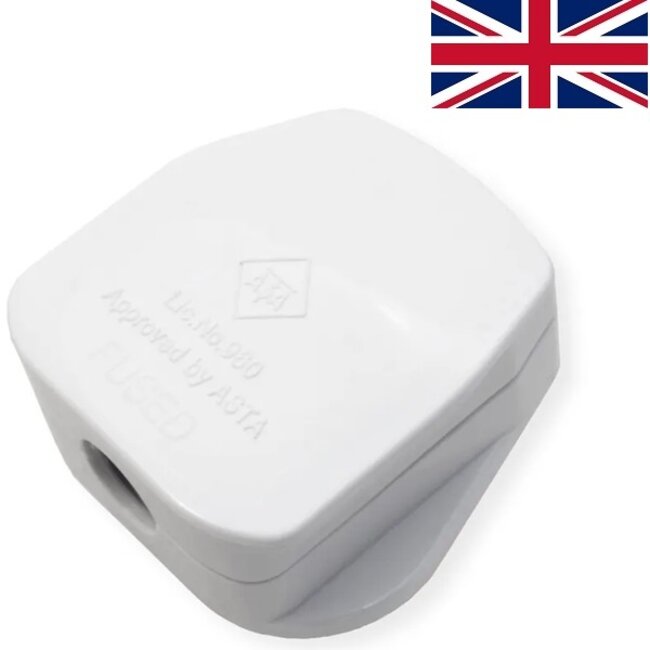 Bachmann BS 1363 geaarde stroomstekker | Groot-Brittannië | Type G | wit