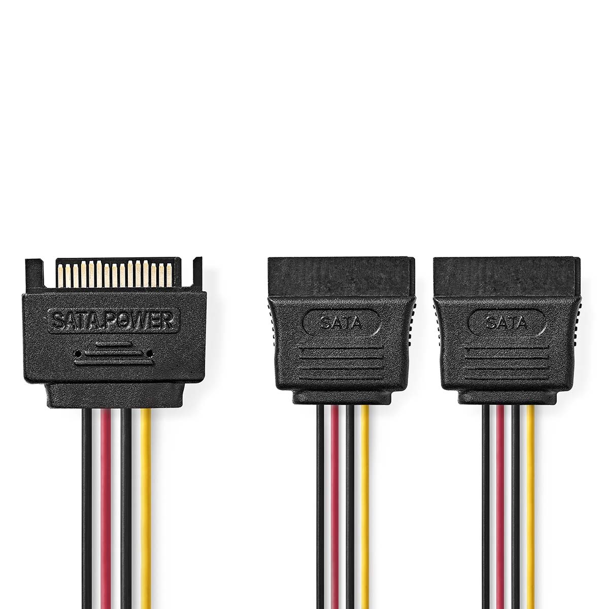 Nedis Interne Voedingskabel - SATA 15-Pins Male - 2x SATA 15-Pins Female - Verguld - 0.15 m - Rond - PVC - Multicolour - Doos