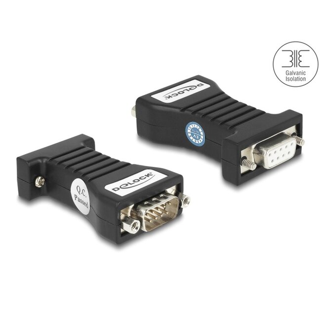 Delock Isolator RS-232 D-Sub 9 female to RS-232 D-Sub 9 male TXD, RXD, DTR, DSR, GND galvanic isolation 2.5 kV