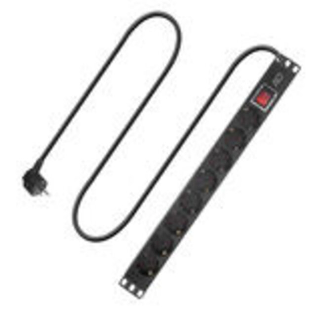 ACT Stekkerdoos PDU 19" CEE7/7 8-voudig type F, 2,5m H05VV-F 3G1.5