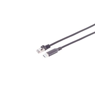 S-Impuls USB-A LAN Adapterkabel 1G, USB Typ A Stecker auf RJ45, ALU, schwarz, 7,5m