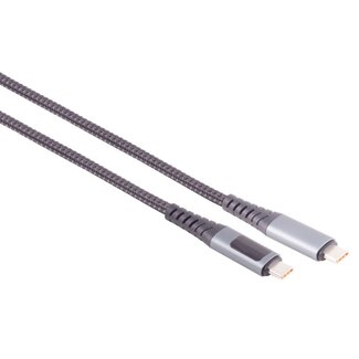 S-Impuls USB-C kabel | USB2.0 | PD 240W met laadindicator | aluminium/nylon | 1 meter