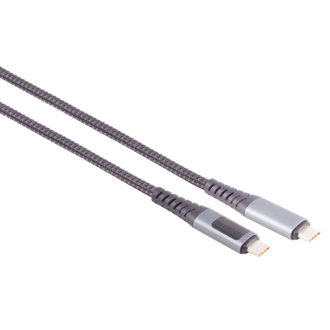 USB-C kabel | USB2.0 | PD 240W met laadindicator | aluminium/nylon | 1,5 meter