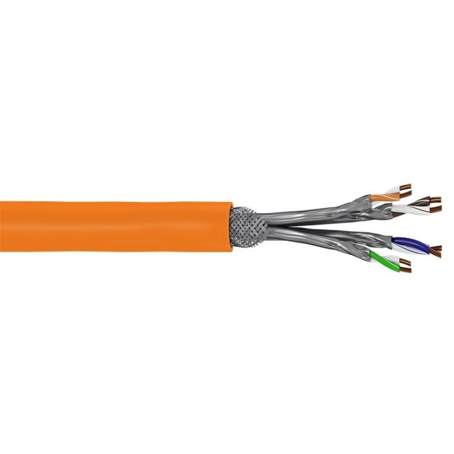 SFTP CAT7a netwerkkabel | vaste aders | AWG23 | LSZH | oranje | 50 meter