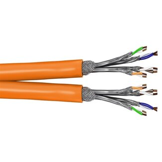Goobay SFTP CAT7a duplex netwerkkabel | vaste aders | AWG23 | LSZH | oranje | 50 meter
