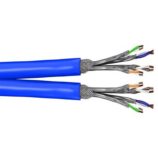 Goobay SFTP CAT7a+ duplex netwerkkabel | vaste aders | AWG22 | LSZH | blauw | 50 meter