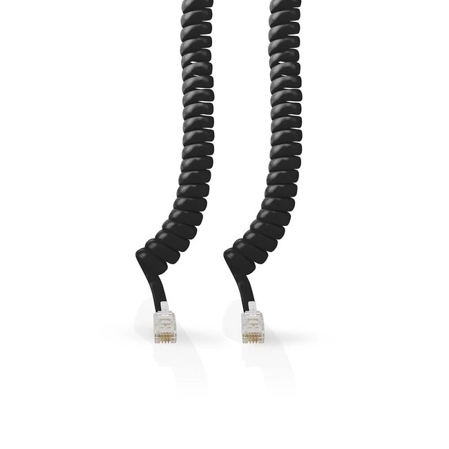 Nedis RJ10 telecom crossover spiraalkabel | zwart | 2 meter