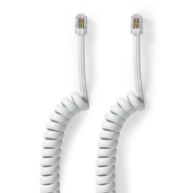 Nedis RJ10 telecom crossover spiraalkabel | wit | 2 meter