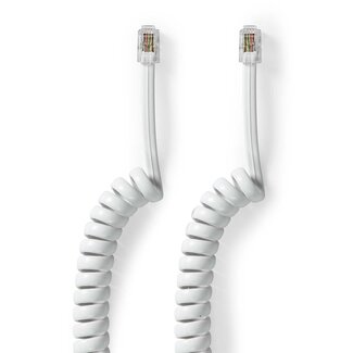 S-Impuls RJ10 telecom crossover spiraalkabel | wit | 4 meter