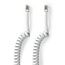 RJ10 telecom crossover spiraalkabel | wit | 4 meter