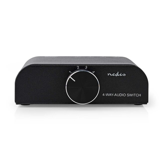 Nedis Tulp stereo audio schakelaar | 4 naar 1 | metaal