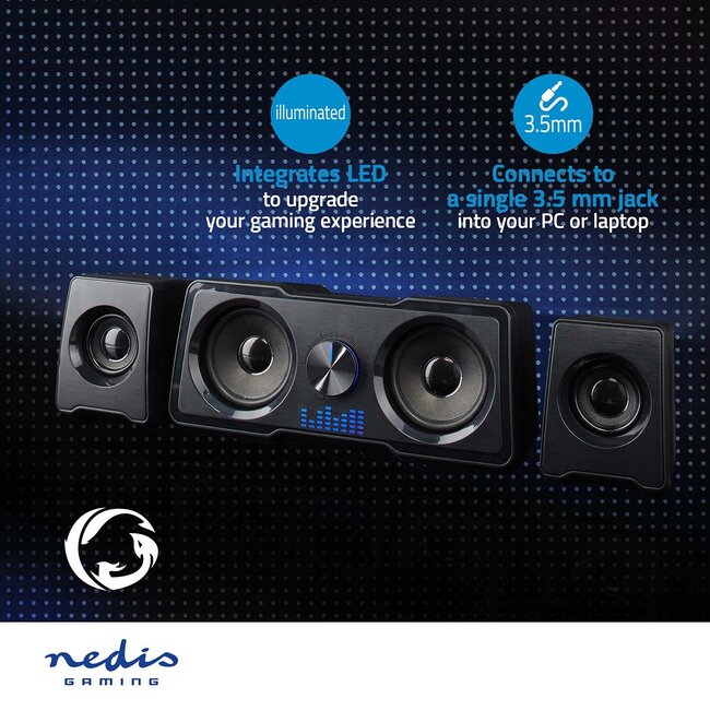 Nedis Gaming 2.2 PC-luidspreker set met LED | 3,5mm | 33W