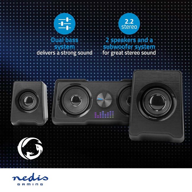 Nedis Gaming 2.2 PC-luidspreker set met LED | 3,5mm | 33W