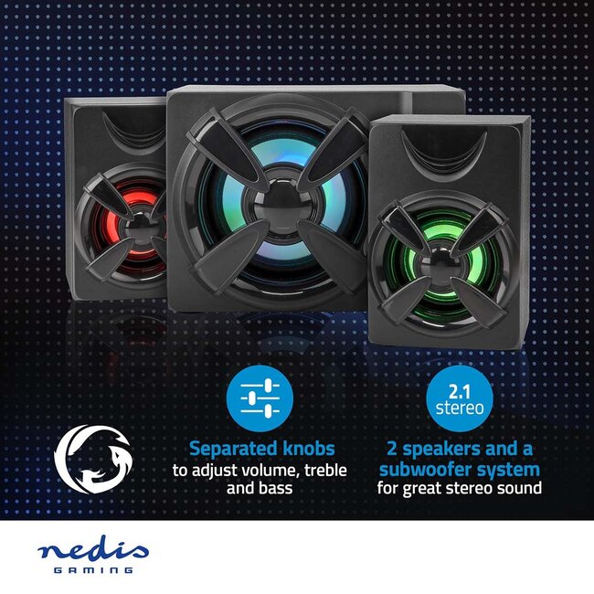 Nedis Gaming 2.1 PC-luidspreker set met LED | 3,5mm | 33W