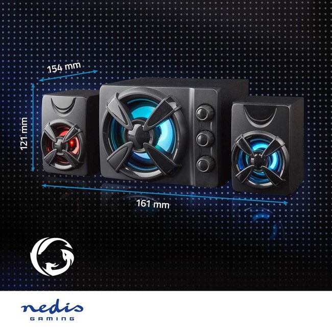 Nedis Gaming 2.1 PC-luidspreker set met LED | 3,5mm | 33W
