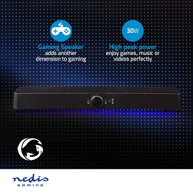 Nedis Gaming Soundbar met LED | 3,5mm/Bluetooth | 30W