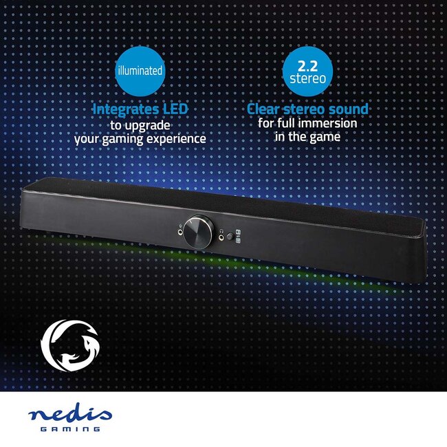 Nedis Gaming Soundbar met LED | 3,5mm/Bluetooth | 30W