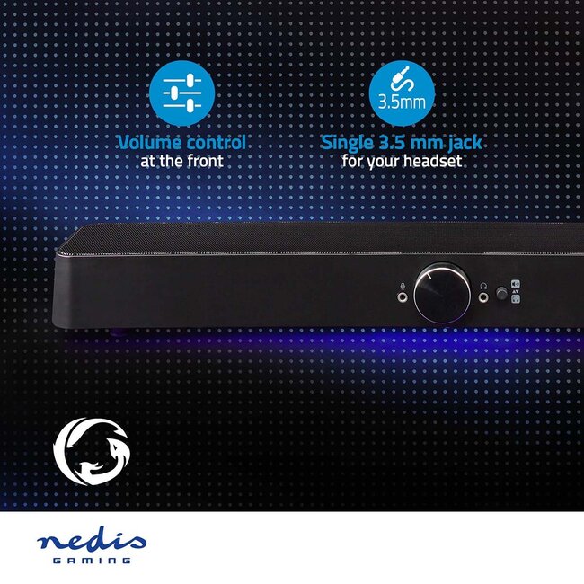 Nedis Gaming Soundbar met LED | 3,5mm/Bluetooth | 30W