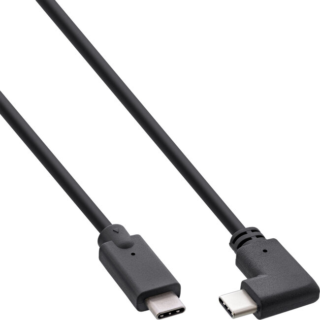 InLine® USB 3.2 Gen.2 kabel, USB-C male / male haaks, zwart, 1m