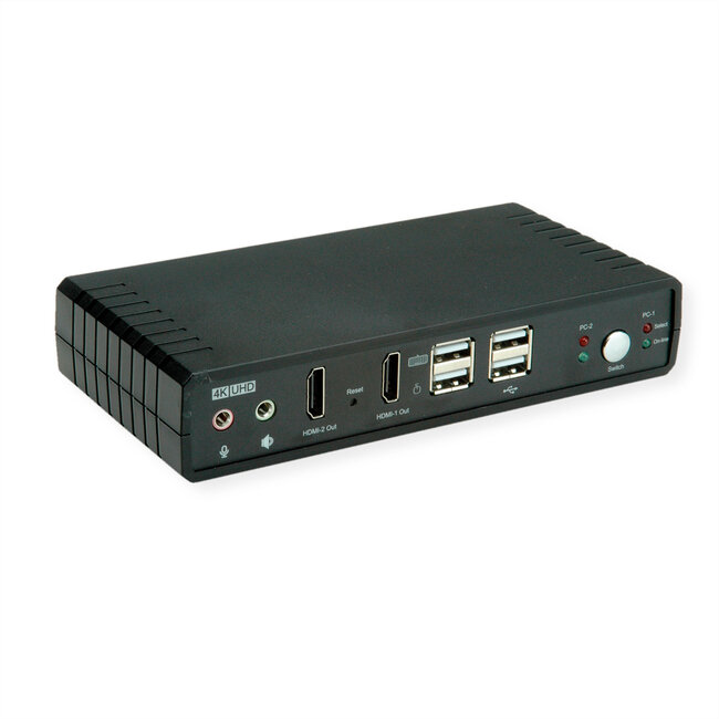 ROLINE KVM-audioswitch dual head HDMI 4K60, 1 gebruiker - 2 PC
