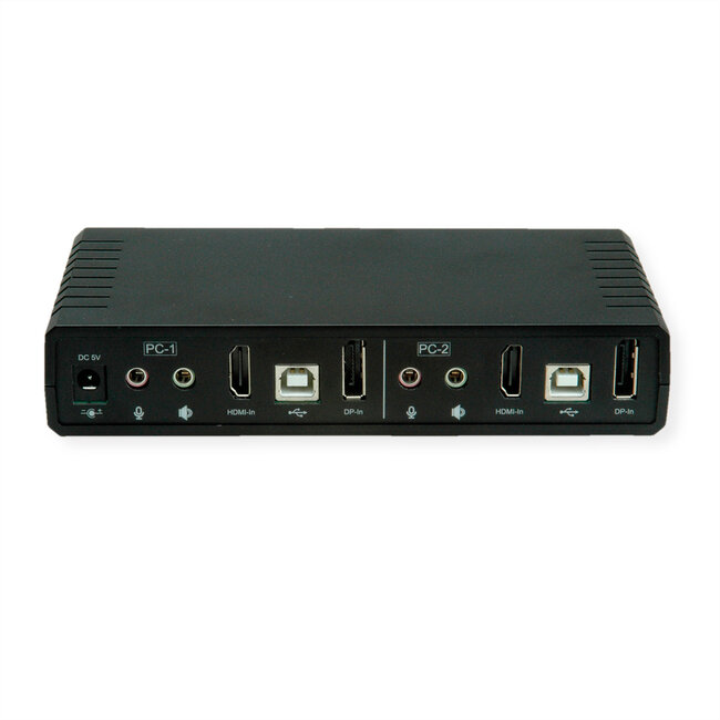 ROLINE KVM-audioswitch dual head HDMI 4K60, 1 gebruiker - 2 PC