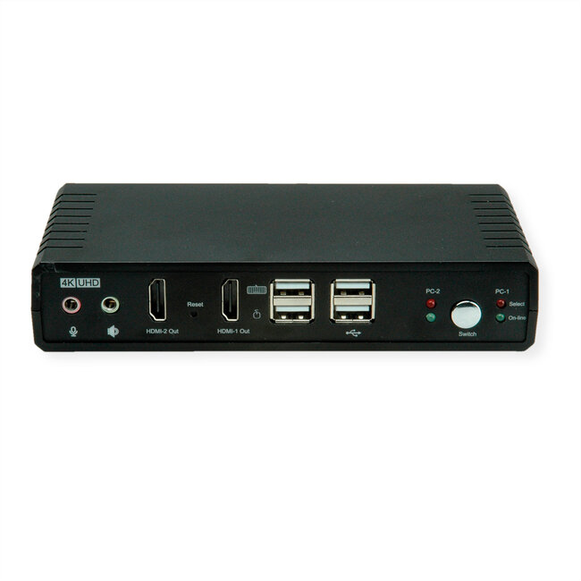 ROLINE KVM-audioswitch dual head HDMI 4K60, 1 gebruiker - 2 PC
