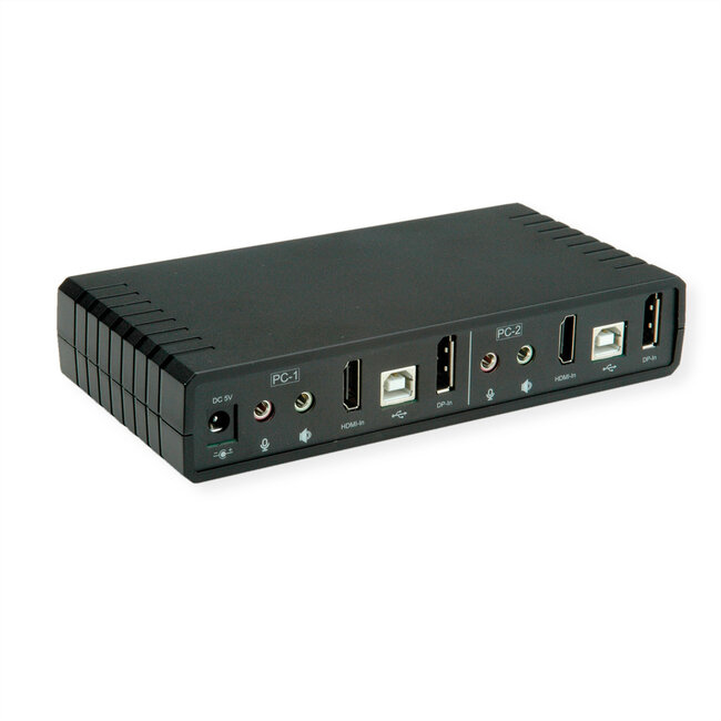 ROLINE KVM-audioswitch dual head HDMI 4K60, 1 gebruiker - 2 PC
