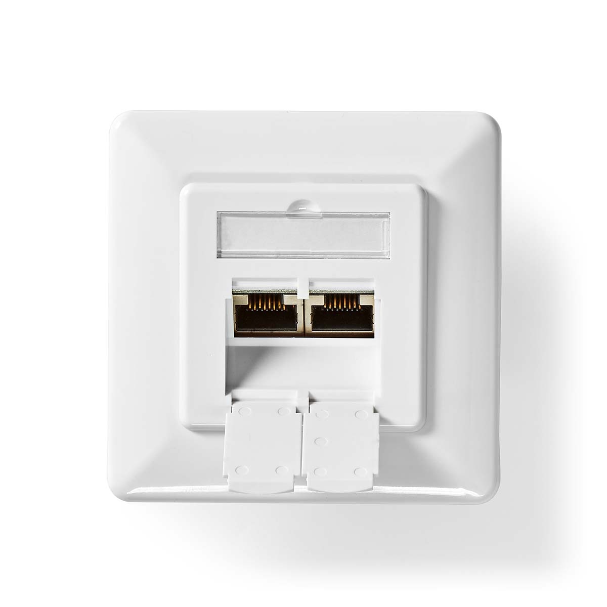 Nedis Netwerk Wanddoos - Inbouw - 2 poort(en) - CAT6 - Recht - Female - Goud Verguld - PVC - Wit - Doos