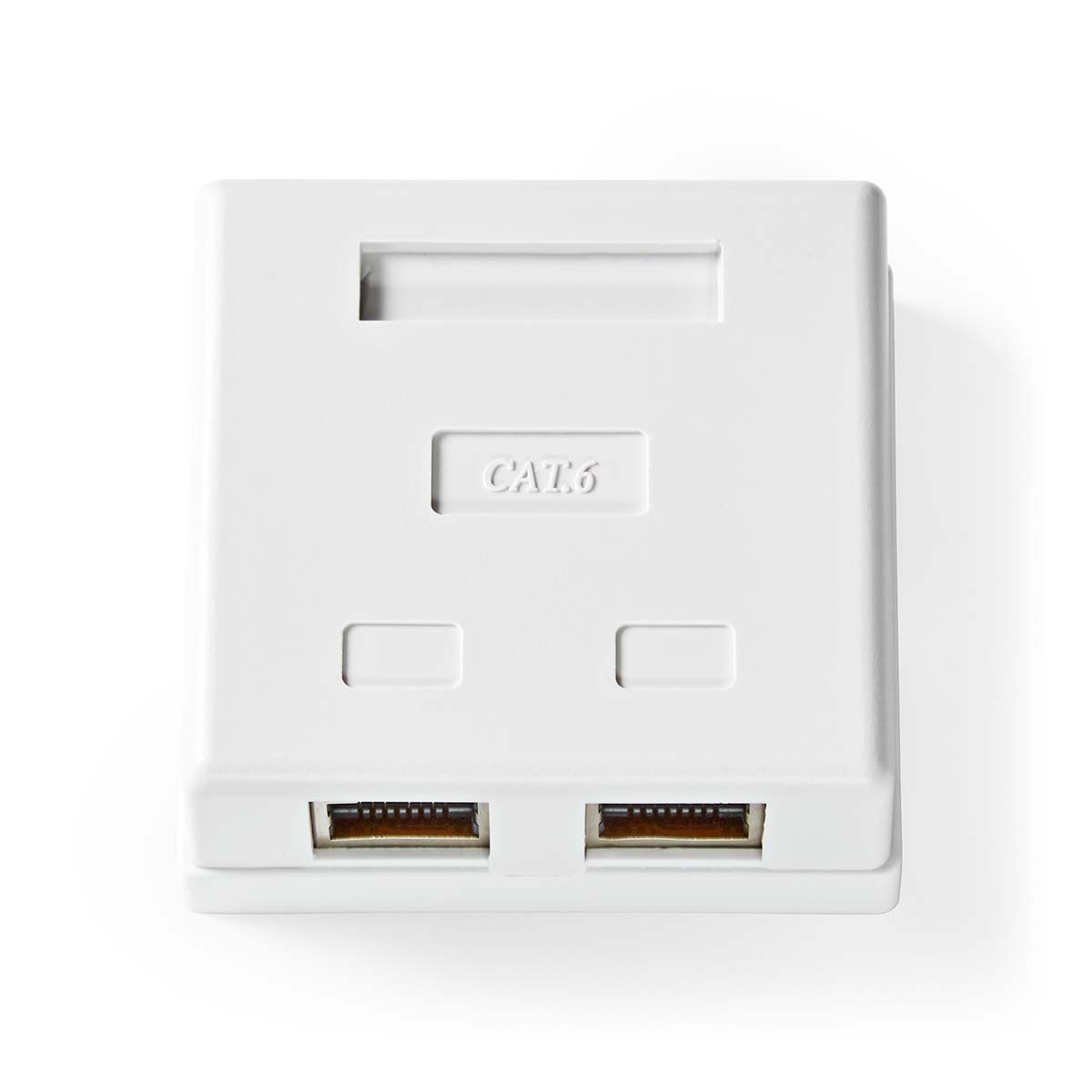 Netwerk Wanddoos | Opbouw | 2 poort(en) | STP CAT6 | Recht | Female | Goud Verguld | PVC | Wit | Doo