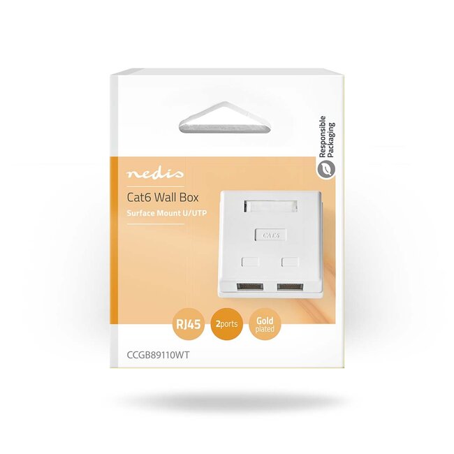 Nedis netwerk uitvoerdoos/montagedoos | CAT6 | UTP | 2x RJ45 | wit