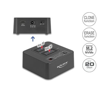 DeLOCK Delock USB 20 Gbps M.2 Docking Station for 2 x M.2 NVMe PCIe SSD with Clone and Erase Function
