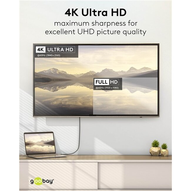 Goobay USB-C - HDMI 4K 60Hz kabel | aluminium/nylon | 1 meter