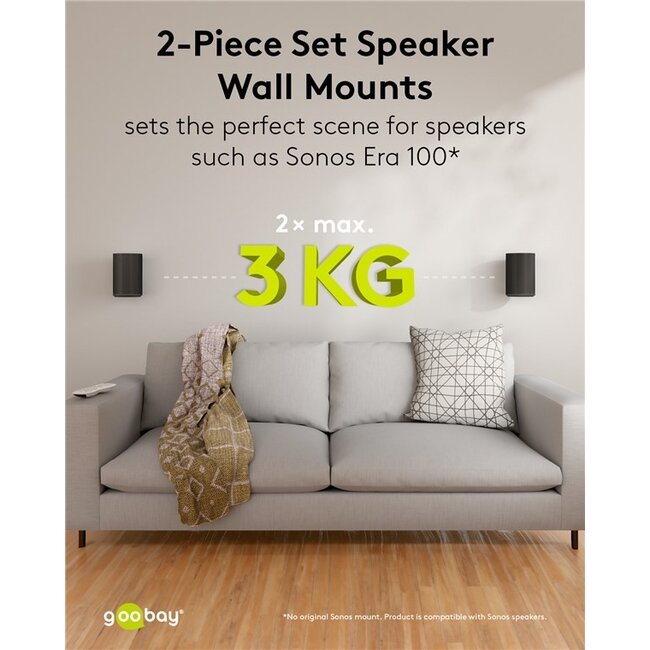 Goobay muurbeugel set voor Sonos Era 100 / Era 100 SL | full motion | zwart