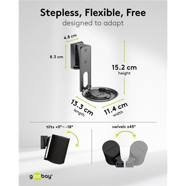 Goobay muurbeugel set voor Sonos Era 100 / Era 100 SL | full motion | zwart