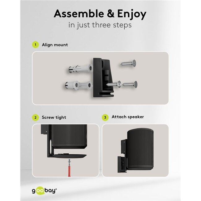 Goobay muurbeugel set voor Sonos Era 100 / Era 100 SL | full motion | zwart