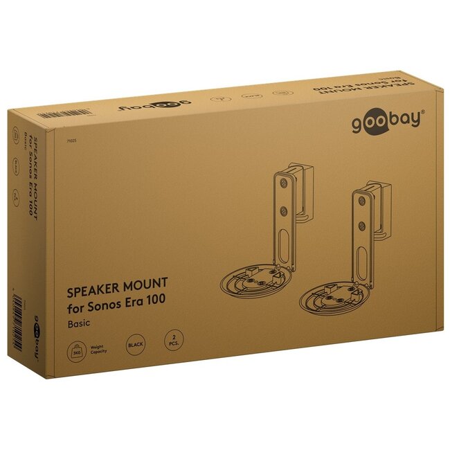 Goobay muurbeugel set voor Sonos Era 100 / Era 100 SL | full motion | zwart