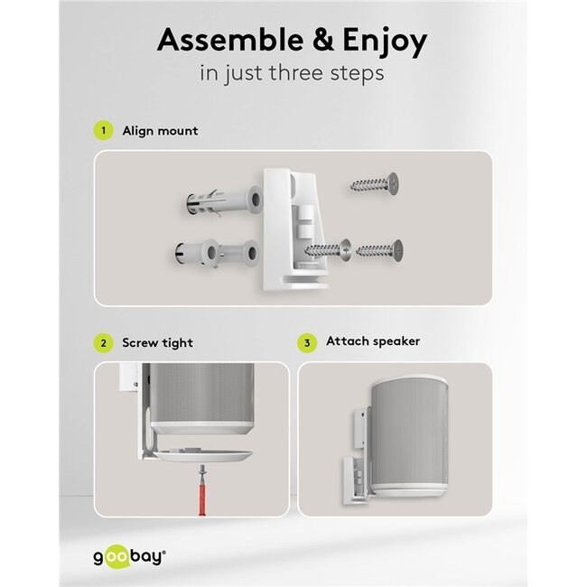 Goobay muurbeugel set voor Sonos Era 100 | full motion | wit