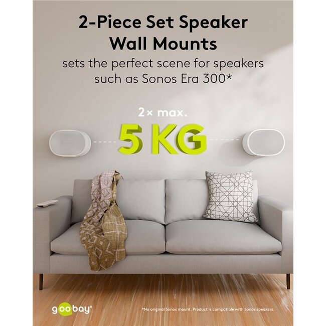 Goobay muurbeugel set voor Sonos Era 300 | full motion | wit