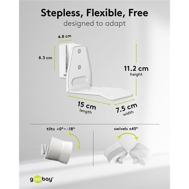 Goobay muurbeugel set voor Sonos Era 300 | full motion | wit