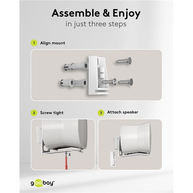Goobay muurbeugel set voor Sonos Era 300 | full motion | wit