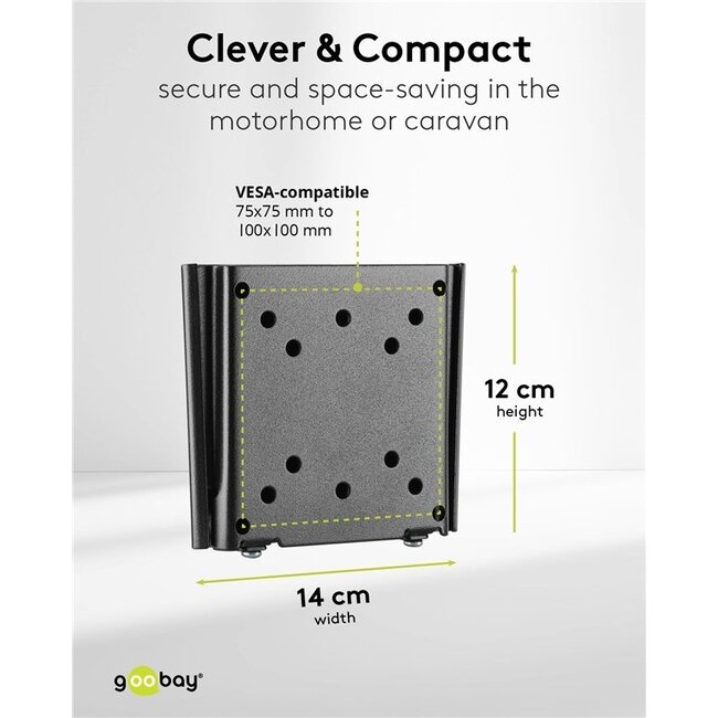 Goobay caravan muurbeugel voor schermen tot 27 inch | vast