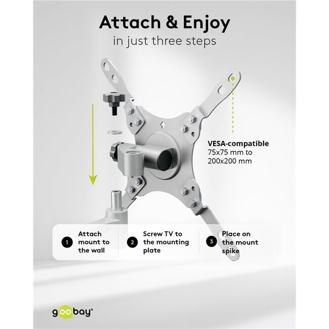 Goobay caravan muurbeugel voor schermen tot 43 inch | full motion | 1 draaipunt