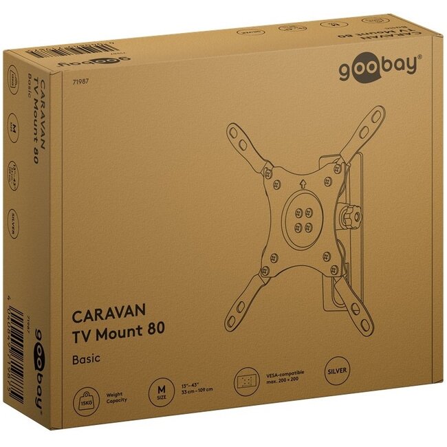 Goobay caravan muurbeugel voor schermen tot 43 inch | full motion | 1 draaipunt