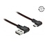 Easy-Micro USB - Easy-USB-A kabel | haaks links/rechts | USB2.0 | 10W | nylon | 0,20 meter