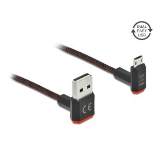 Easy-Micro USB - Easy-USB-A kabel | haaks boven/beneden | USB2.0 | 10W | nylon | 0,20 meter