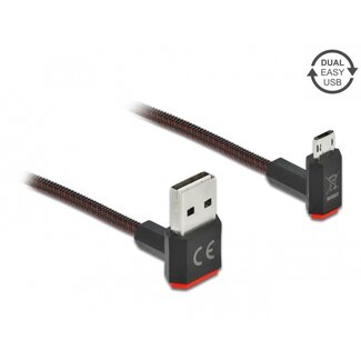 DeLOCK Easy-Micro USB - Easy-USB-A kabel | haaks boven/beneden | USB2.0 | 10W | nylon | 1,5 meter