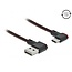 USB-C - Easy-USB-A kabel | haaks links/rechts | USB2.0 | QC 18W | nylon | 2 meter