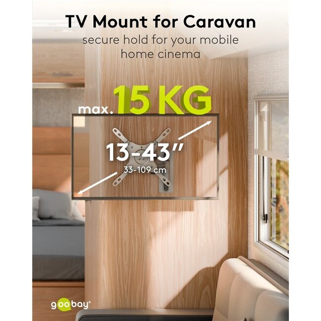Goobay caravan muurbeugel voor schermen tot 43 inch | full motion | 2 draaipunten