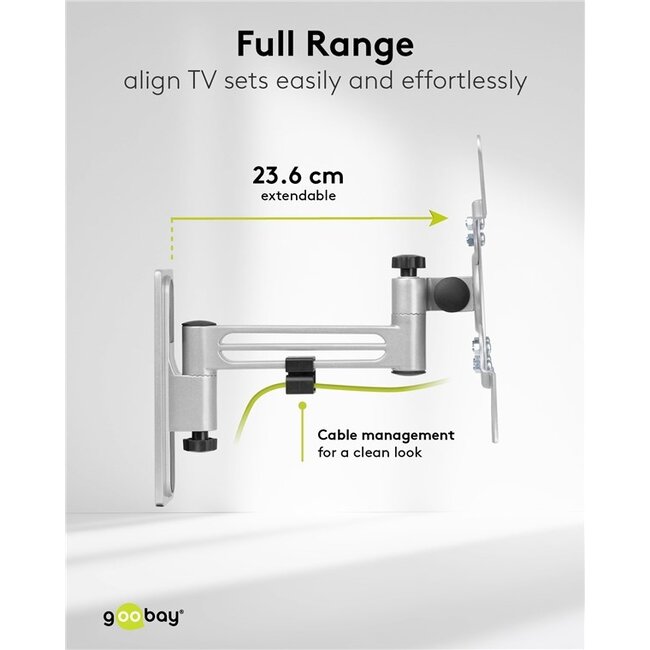 Goobay caravan muurbeugel voor schermen tot 43 inch | full motion | 2 draaipunten